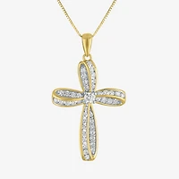Cross (Gh / Si2 I1) Womens 1/2 CT. T.W. Lab Grown White Diamond 10K Gold Cross 18 Inch Pendant Necklace