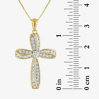 Cross (Gh / Si2 I1) Womens 1/2 CT. T.W. Lab Grown White Diamond 10K Gold Cross 18 Inch Pendant Necklace