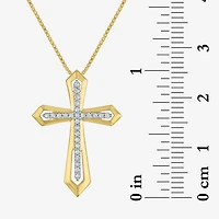 Cross (G-H / Si2-I1) Womens 1/10 CT. T.W. Lab Grown White Diamond 14K Gold Over Silver Cross 18 Inch Pendant Necklace