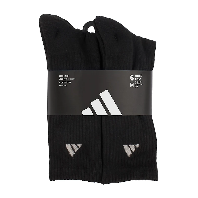 adidas Mens 6 Pair Crew Socks