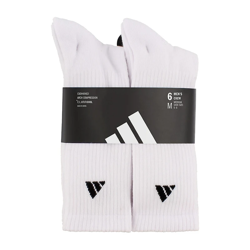 adidas Mens 6 Pair Crew Socks