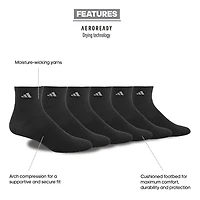 adidas Mens 6 Pair Quarter Ankle Socks