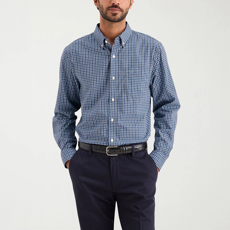 Dockers Stain Defender Mens Long Sleeve Regular Fit Button-Down Shirt