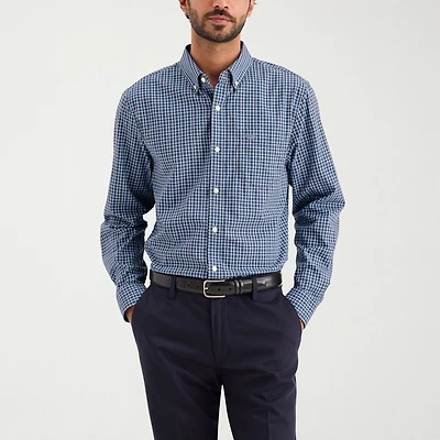 Dockers Stain Defender Mens Long Sleeve Regular Fit Button-Down Shirt