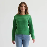 St. John's Bay Womens Crew Neck Long Sleeve Pullover Sweater