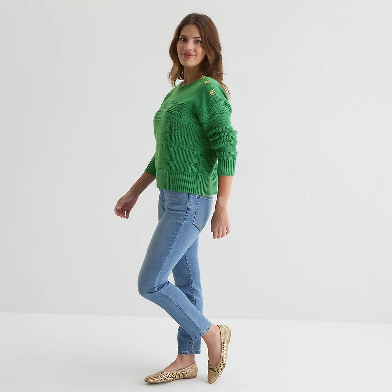 St. John's Bay Womens Crew Neck Long Sleeve Pullover Sweater