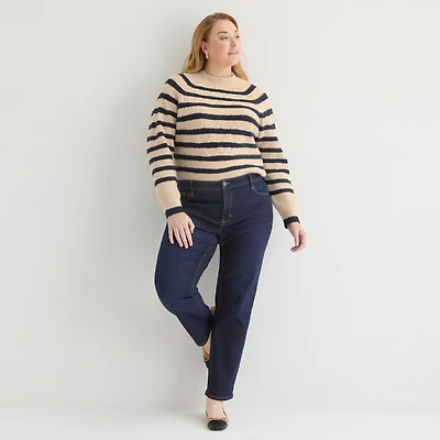 Liz Claiborne Lana Womens Plus High Rise Straight Leg Jean