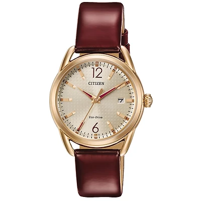 Drive from Citizen Red Leather Strap Watch Fe6083-05p