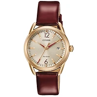 Drive from Citizen Red Leather Strap Watch Fe6083-05p