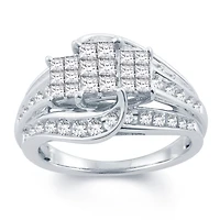 Womens 1 CT. T.W. Natural White Diamond 10K Gold Side Stone Engagement Ring
