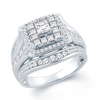 Signature By Modern Bride Womens 2 CT. T.W. Natural White Diamond 14K Gold Cushion Bridal Set