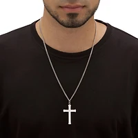 Mens Sterling Silver Cross Inch Pendant Necklace