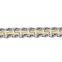 Mens Stainless Steel and Gold Ion Plated Cross Link Bracelet