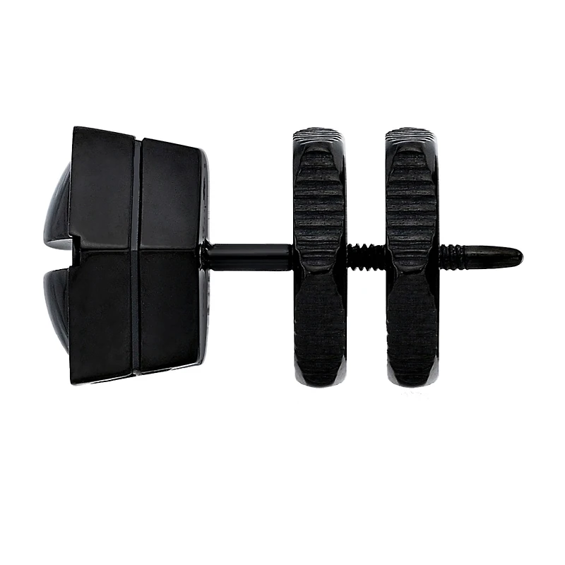 Mens Stainless Steel & Black IP Stud Earring
