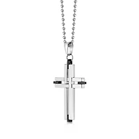 Mens Stainless Steel Cross Pendant Necklace