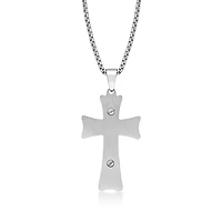 Mens Two-Tone Stainless Steel Triple Layer Cross Pendant