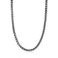 Mens Stainless Steel & Black IP 24" 8mm Wheat Chain