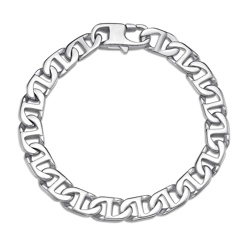 Mens Brushed Stainless Steel 9" 22mm Marine Link Bracelet