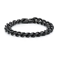 Mens Stainless Steel & Black IP 9" 12mm Chunky Curb Bracelet