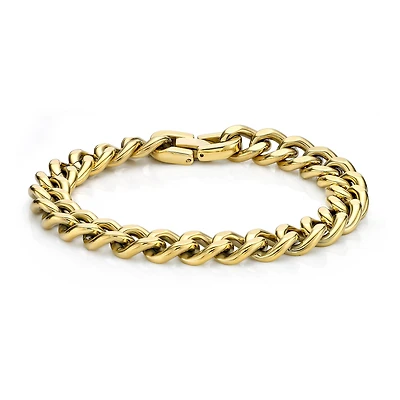 Mens Stainless Steel & Gold-Tone IP 9" 12mm Chunky Curb Bracelet