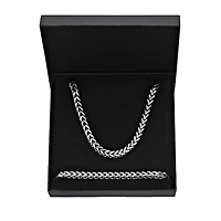 Mens Stainless Steel 6mm Foxtail Chain & Bracelet Boxed Set