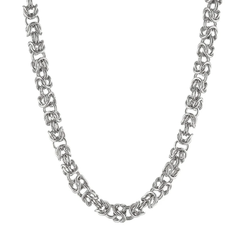 Mens Stainless Steel 24" 7mm Byzantine Chain