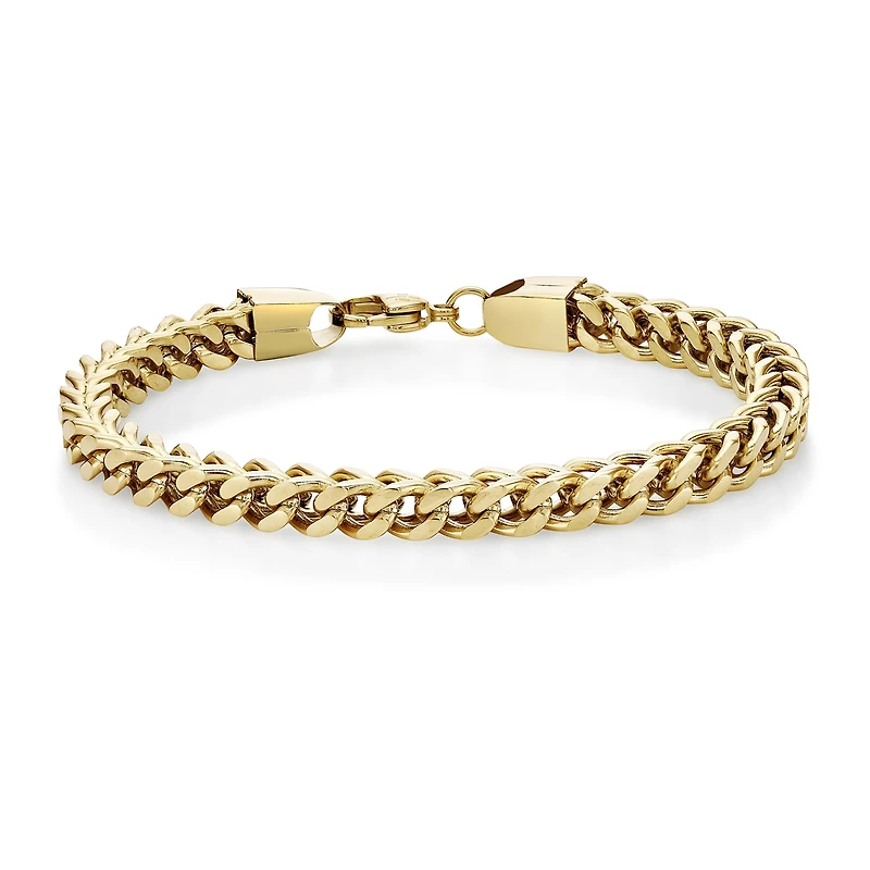 Mens Stainless Steel & Gold-Tone IP 9" 6mm Foxtail Bracelet