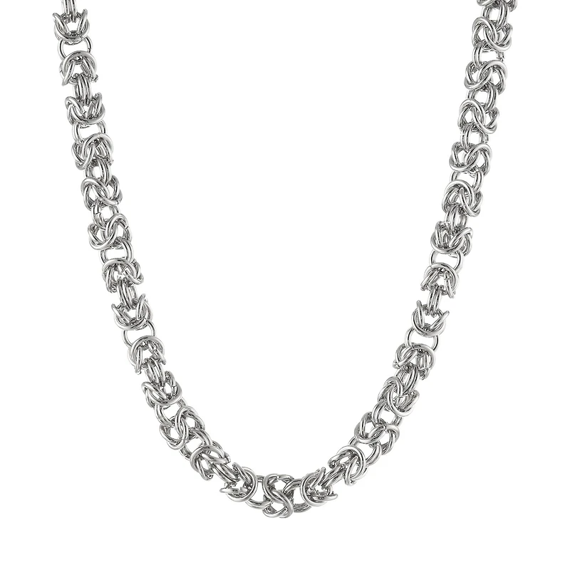Mens Stainless Steel 18" 7mm Byzantine Chain