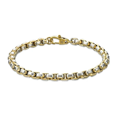 Mens Stainless Steel 8 1/2 Inch Solid Box Chain Bracelet