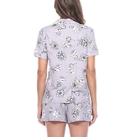 White Mark Womens Short Sleeve 2-pc. Pajama Set