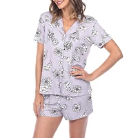 White Mark Womens Short Sleeve 2-pc. Pajama Set