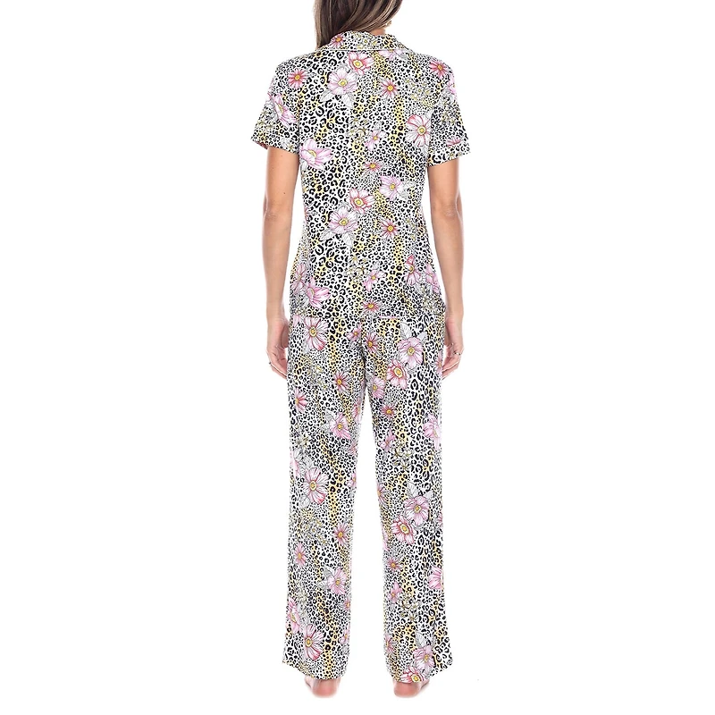 White Mark Womens Short Sleeve 2-pc. Pajama Set