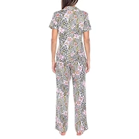White Mark Womens Short Sleeve 2-pc. Pajama Set