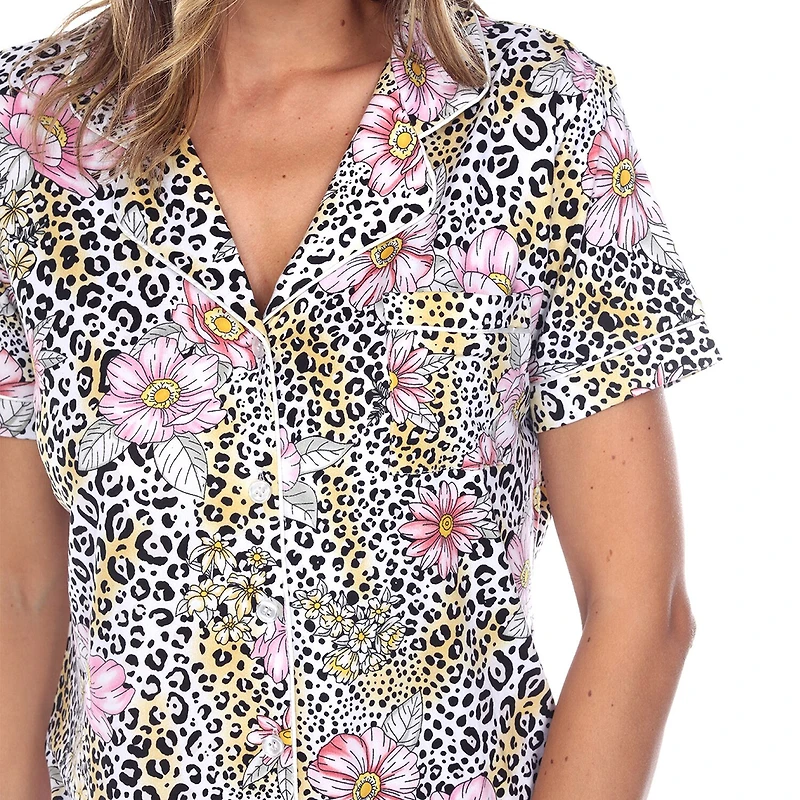 White Mark Womens Short Sleeve 2-pc. Pajama Set