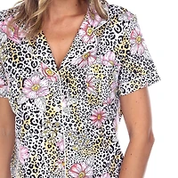 White Mark Womens Short Sleeve 2-pc. Pajama Set