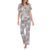 White Mark Womens Short Sleeve 2-pc. Pajama Set