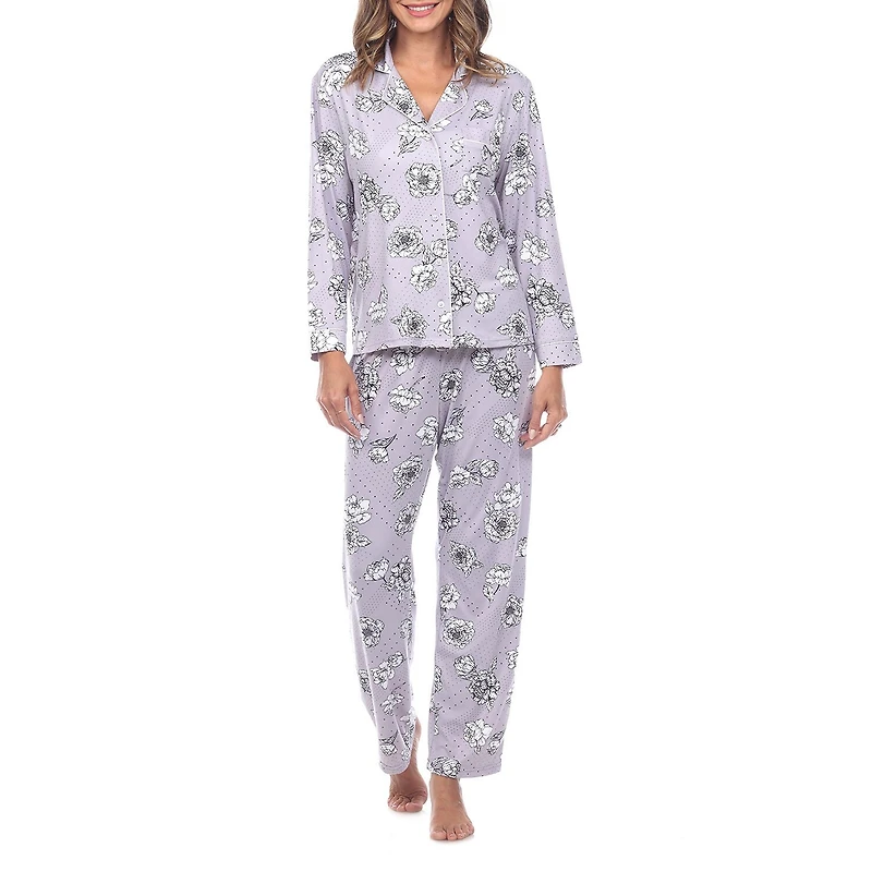 White Mark Womens Long Sleeve 2-pc. Pajama Set