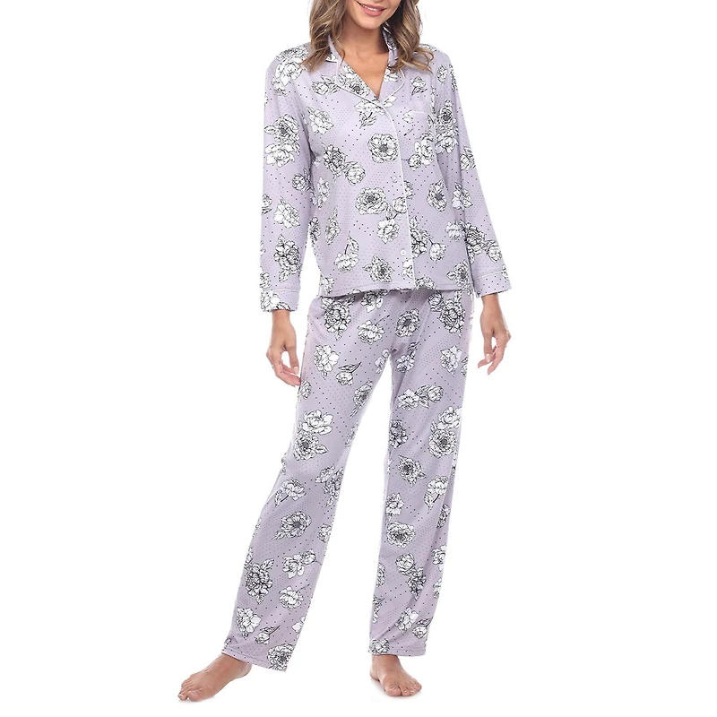 White Mark Womens Long Sleeve 2-pc. Pajama Set