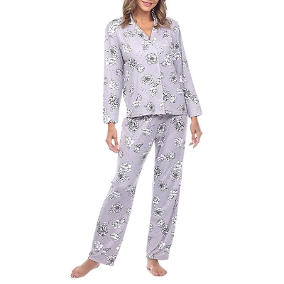 White Mark Womens Long Sleeve 2-pc. Pajama Set