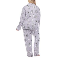 White Mark Womens Long Sleeve 2-pc. Plus Pajama Set