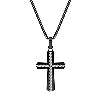 Mens Sterling Silver Cross 24 Inch Pendant Necklace