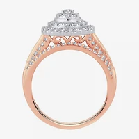 Womens 1 CT.T.W. Natural Diamond 10K or 14K White Gold Pear Halo Bridal Set