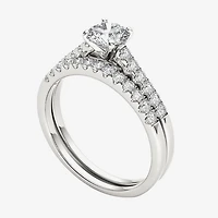 1 CT.T.W. Natural Diamond 10K White Gold Bridal Ring Set