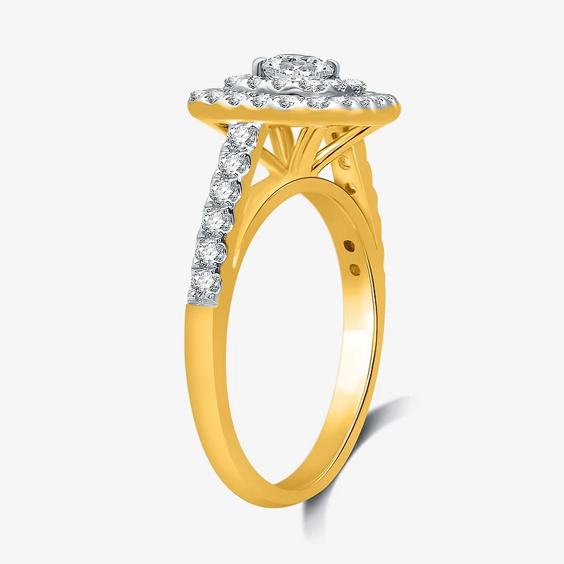 I Said Yes (H-I / I1) Womens 1 CT. T.W. Lab Grown White Diamond Sterling Silver or 14K Gold Over Cushion Side Stone Halo Bridal Set