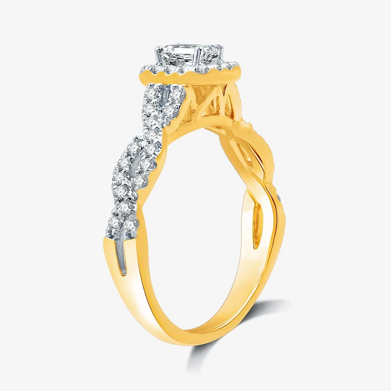 I Said Yes (H-I / I1) Womens 1 CT. T.W. Lab Grown White Diamond Sterling Silver or 14K Gold Over Side Stone Halo Bridal Set