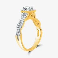 I Said Yes (H-I / I1) Womens 1 CT. T.W. Lab Grown White Diamond Sterling Silver or 14K Gold Over Side Stone Halo Bridal Set
