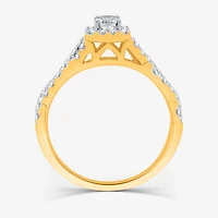 I Said Yes (H-I / I1) Womens 1 CT. T.W. Lab Grown White Diamond Sterling Silver or 14K Gold Over Side Stone Halo Bridal Set