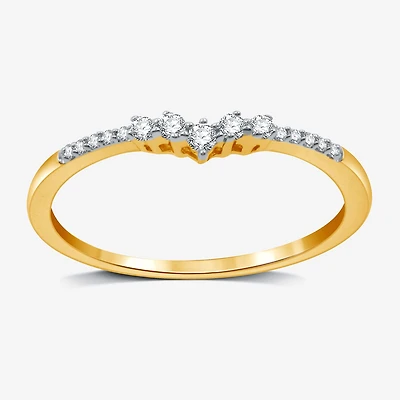 I Said Yes (H-I / I1) 1/10 CT. T.W. Lab Grown White Diamond Sterling Silver or 14K Gold Over Curved Chevron Wedding Band