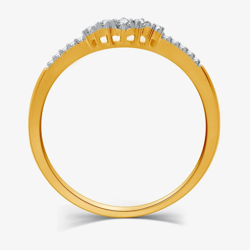 I Said Yes (H-I / I1) 1/10 CT. T.W. Lab Grown White Diamond Sterling Silver or 14K Gold Over Curved Chevron Wedding Band