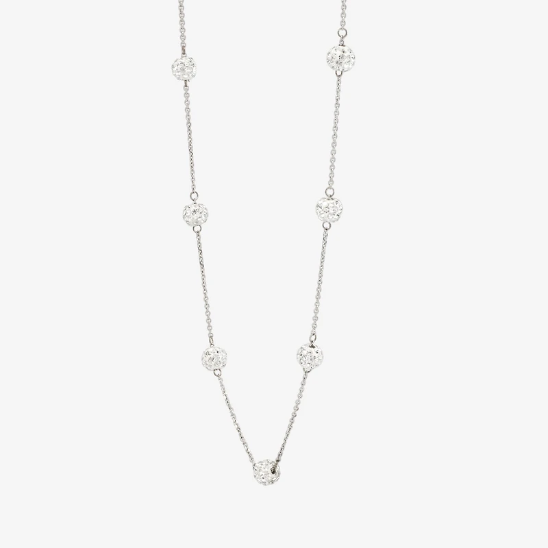 Sterling Silver Crystal Beaded Station Necklace